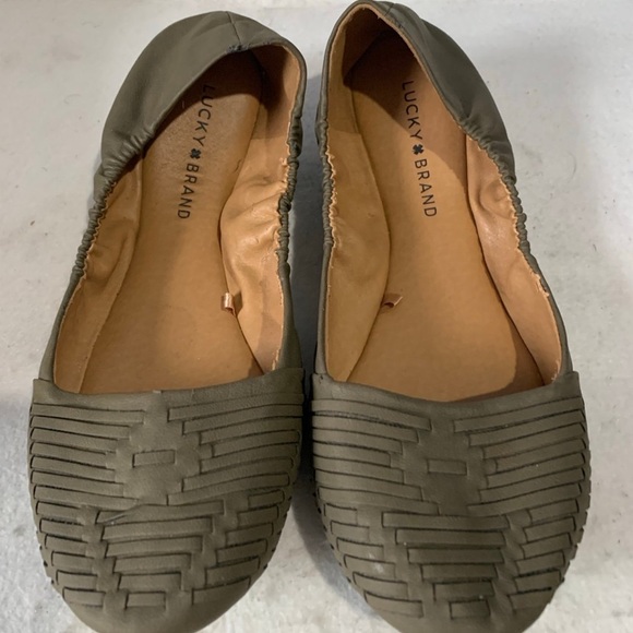 Lucky Brand Emmie Olive Green Woven Ballet Flats - Picture 5 of 7